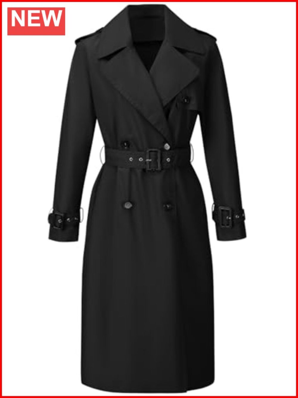 Water Resistant Double-Breasted Long Trench Coat Women